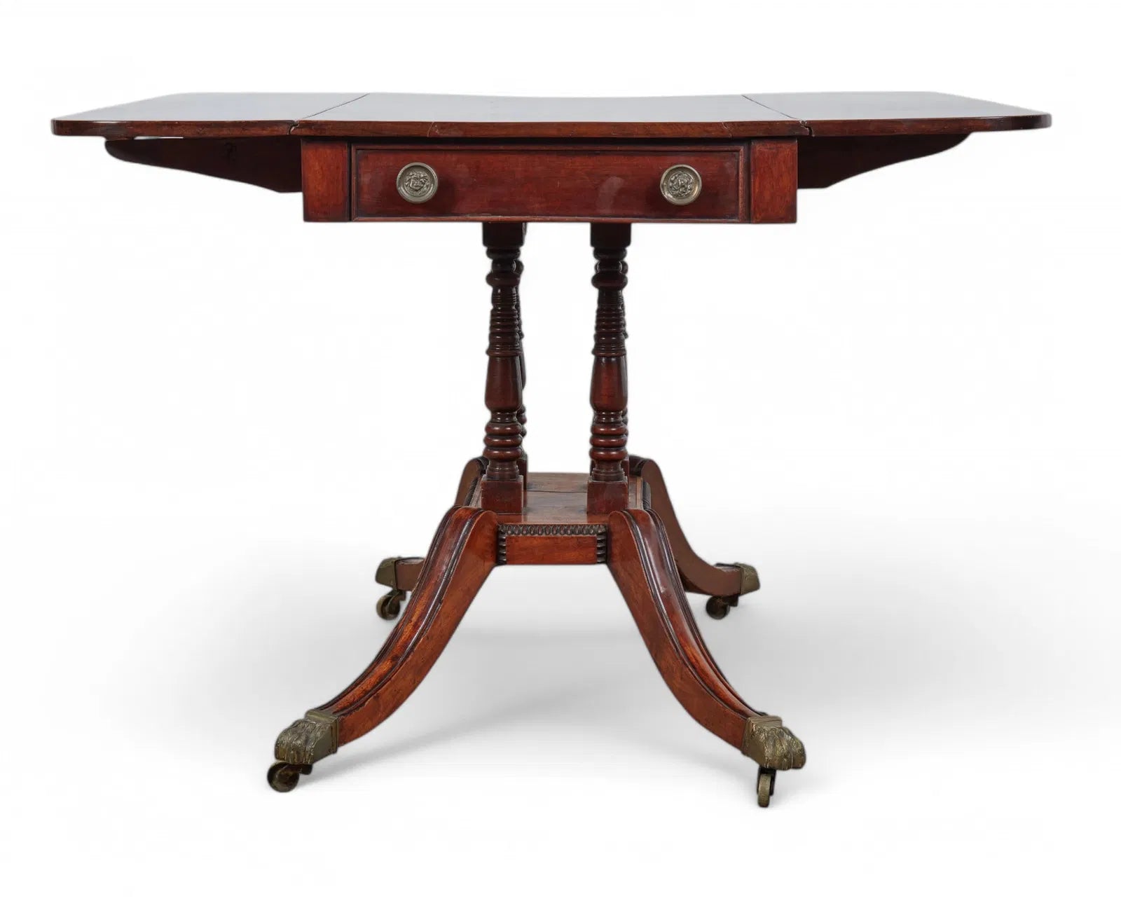 AF1-434: Antique English Regency Drop Leaf Game Table Early 19th Century