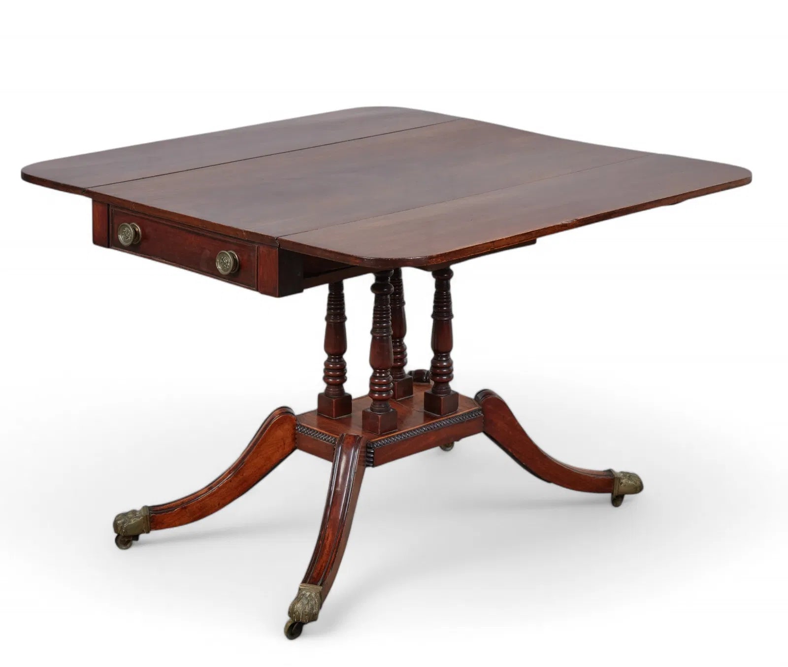 AF1-434: Antique English Regency Drop Leaf Game Table Early 19th Century
