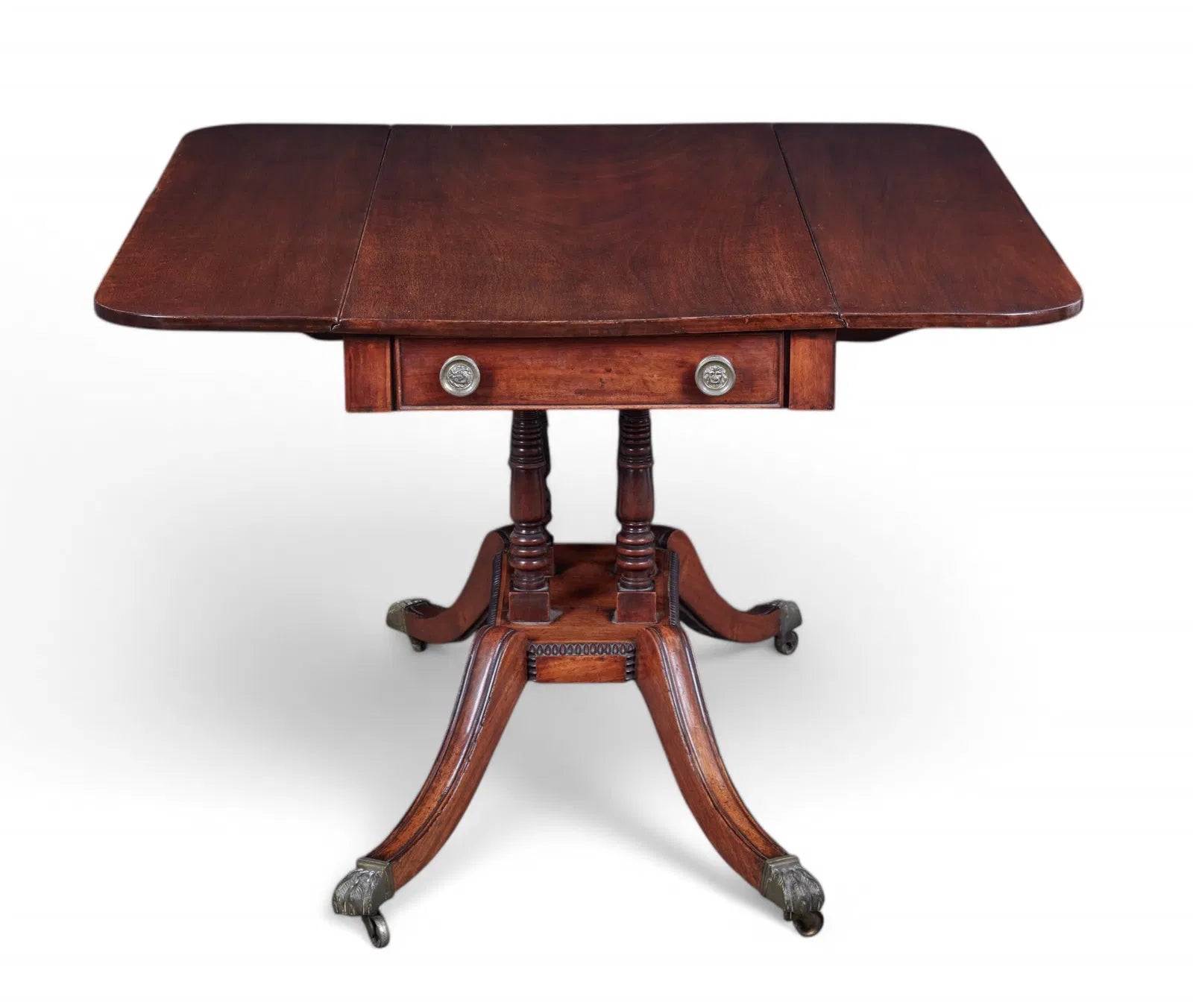 AF1-434: Antique English Regency Drop Leaf Game Table Early 19th Century