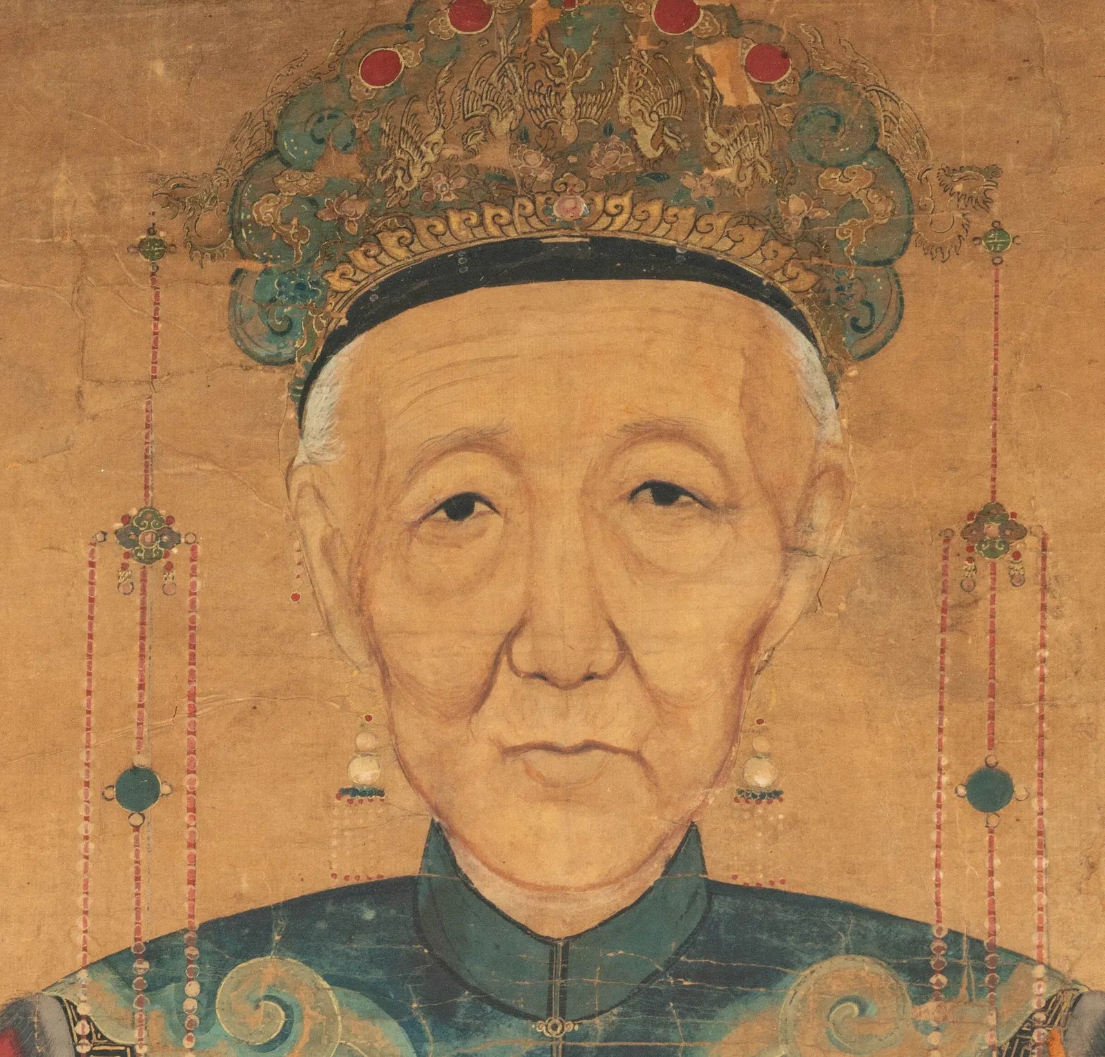 AW6-008: Antique Chinese Scroll Painting of an Elder Late 19th Century