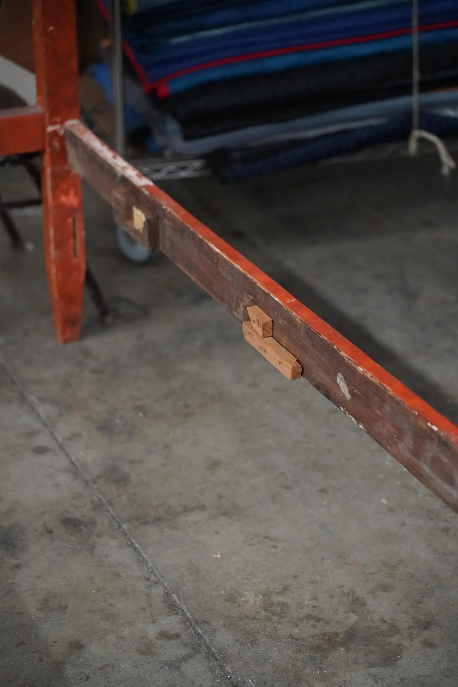 AF6-021: Antique Spanish Colonial Red Paint Decorated Bed Mid 19th Century