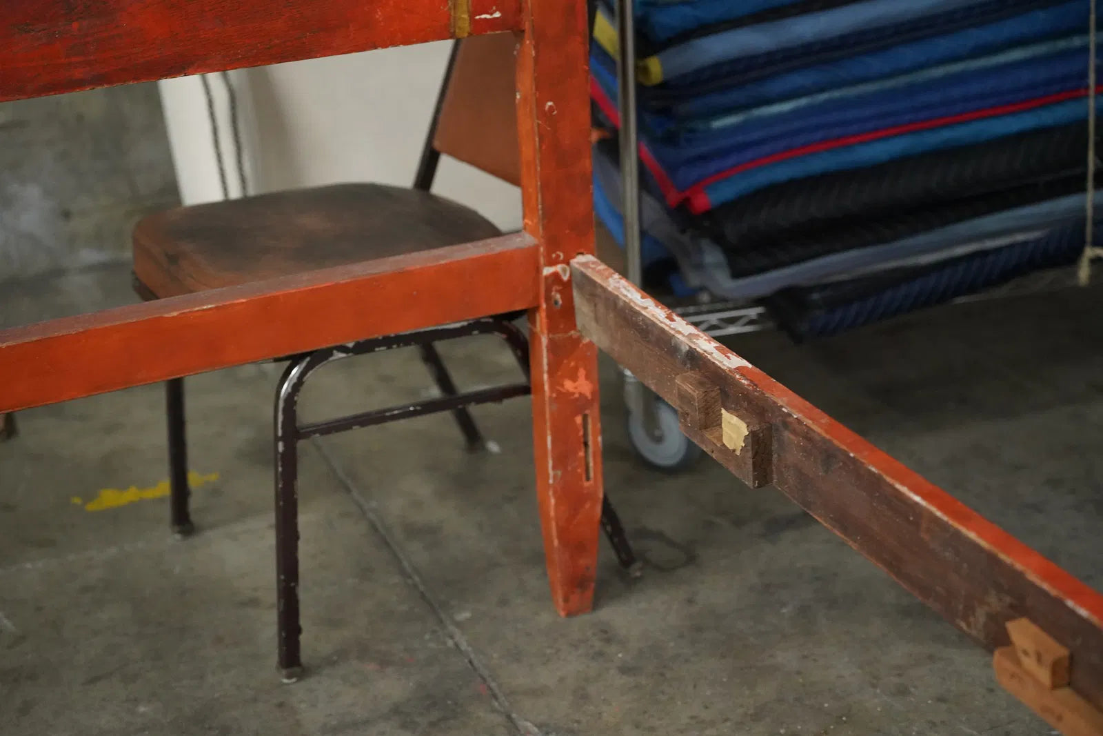 AF6-021: Antique Spanish Colonial Red Paint Decorated Bed Mid 19th Century