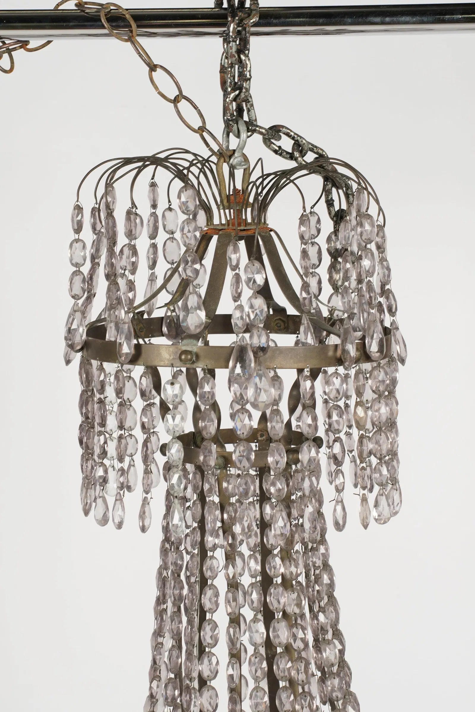 AL1-095: Antique Neoclassical Lead Crystal Chandelier Early 20th Century