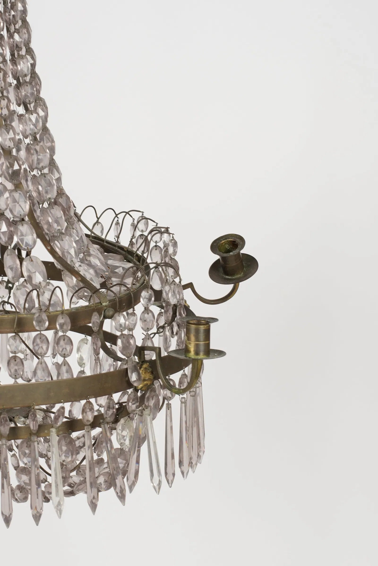 AL1-095: Antique Neoclassical Lead Crystal Chandelier Early 20th Century