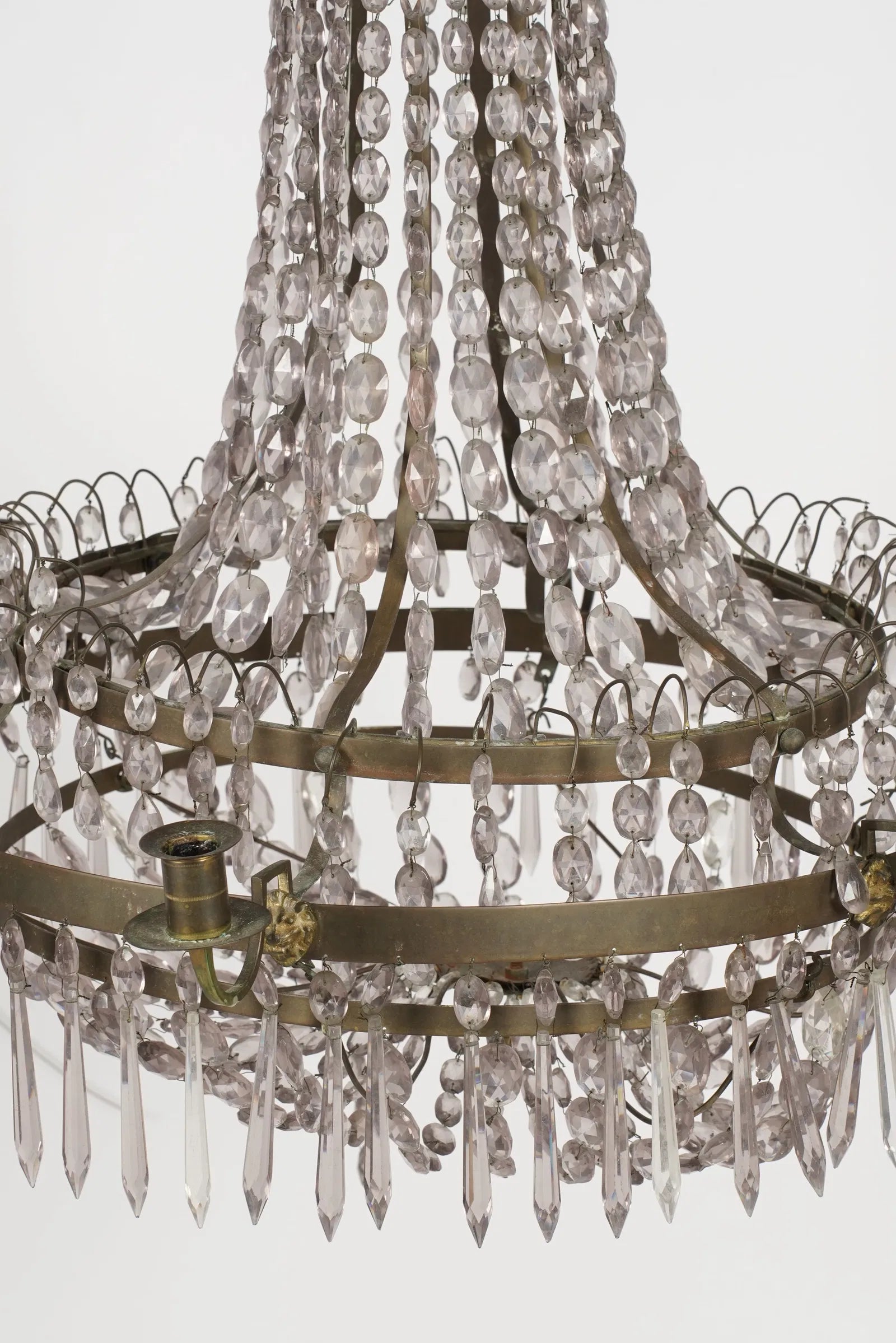 AL1-095: Antique Neoclassical Lead Crystal Chandelier Early 20th Century