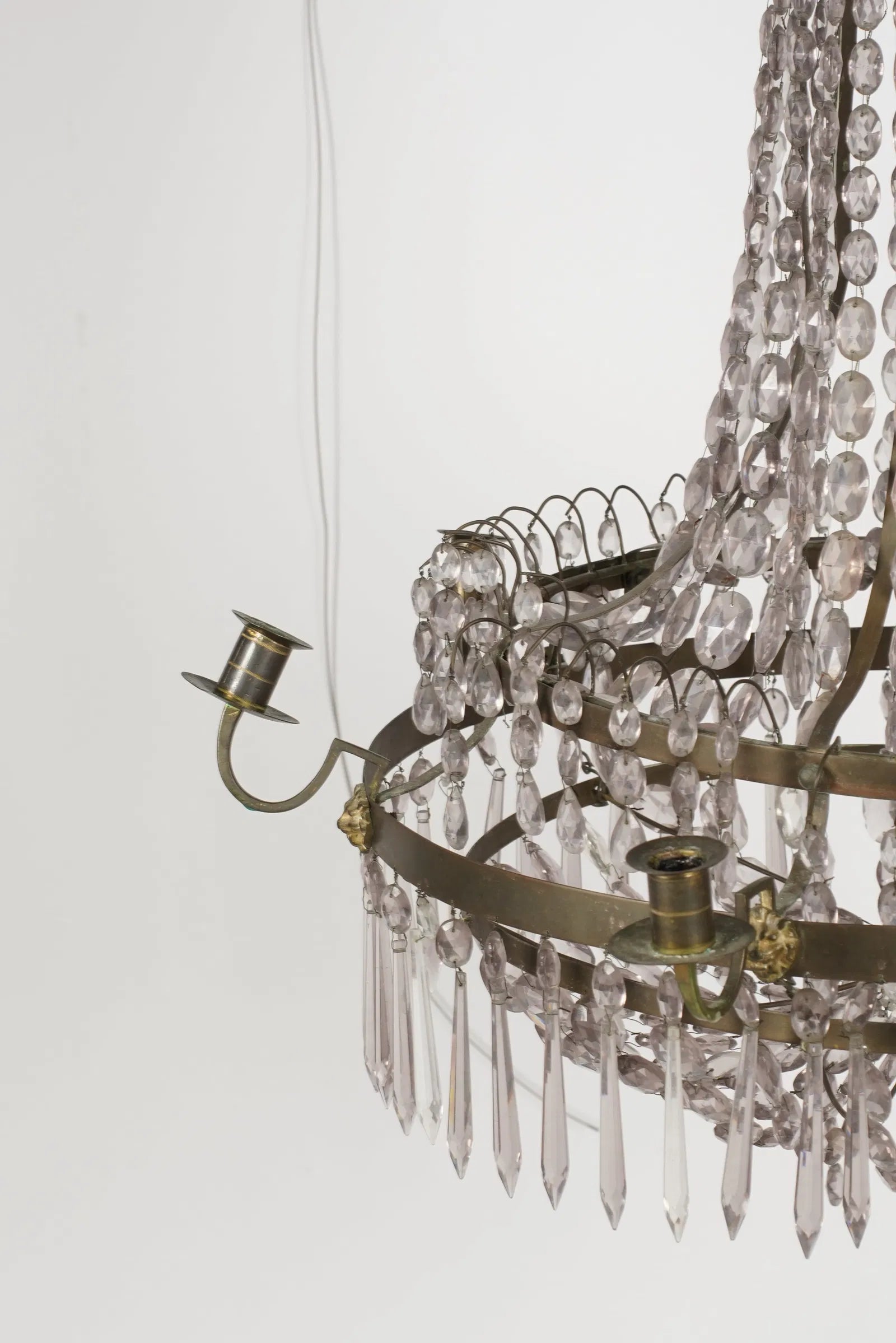 AL1-095: Antique Neoclassical Lead Crystal Chandelier Early 20th Century