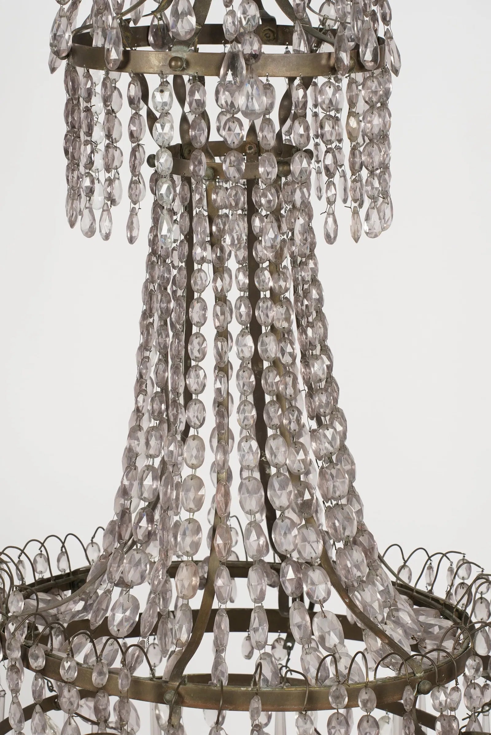 AL1-095: Antique Neoclassical Lead Crystal Chandelier Early 20th Century