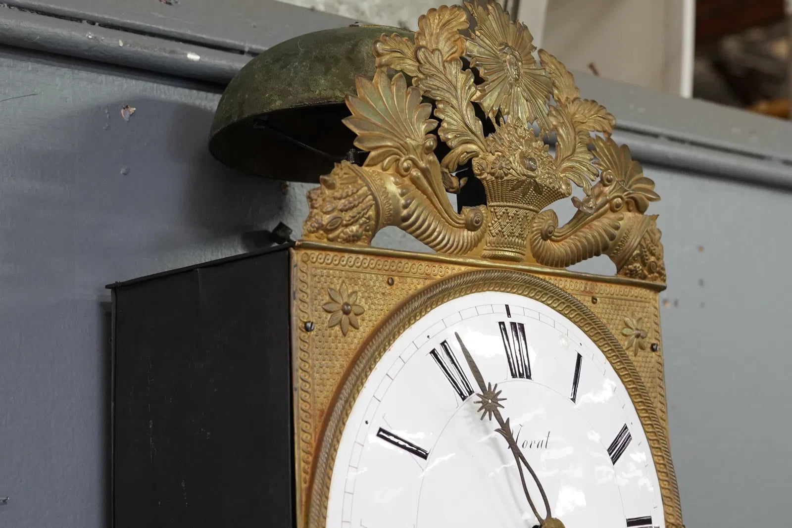 TK4-001: Antique French Wall Clock Signed Noval a Anneyron Mid 19th Century