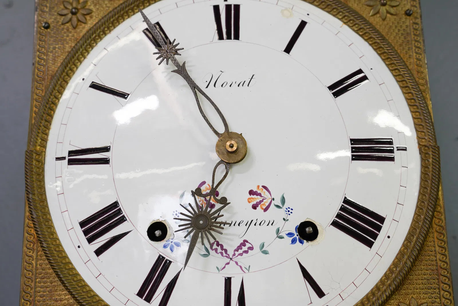 TK4-001: Antique French Wall Clock Signed Noval a Anneyron Mid 19th Century