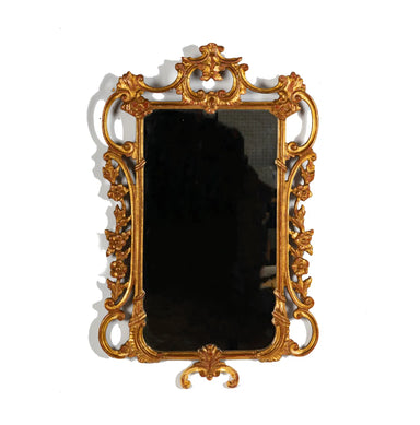 Antique Italian Rococo Style Carved Giltwood Mirror Early 20th Century | Work of Man