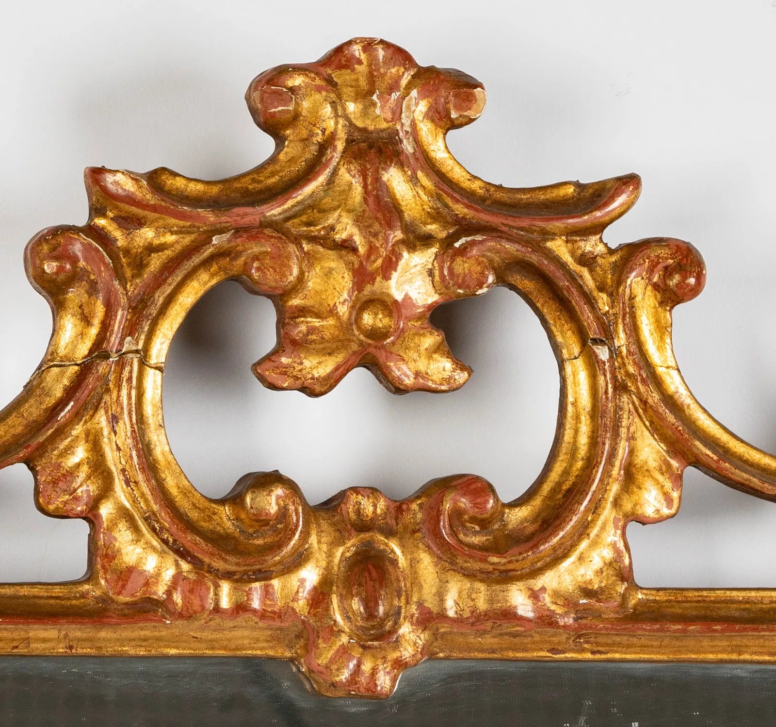 AF7-015: Antique Italian Rococo Style Carved Giltwood Mirror Early 20th Century