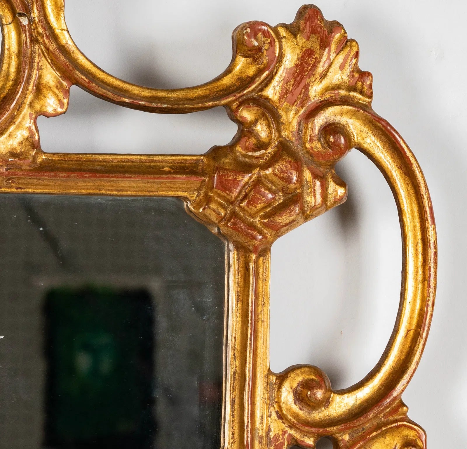 AF7-015: Antique Italian Rococo Style Carved Giltwood Mirror Early 20th Century