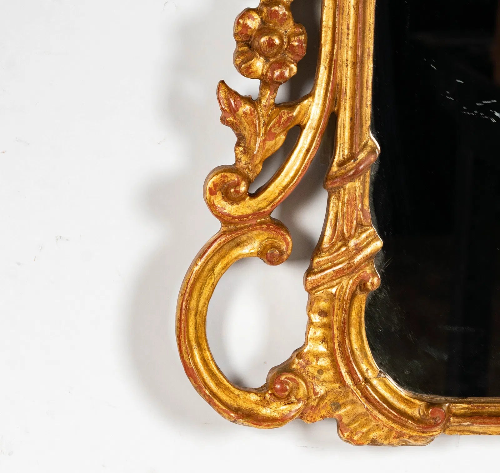 AF7-015: Antique Italian Rococo Style Carved Giltwood Mirror Early 20th Century