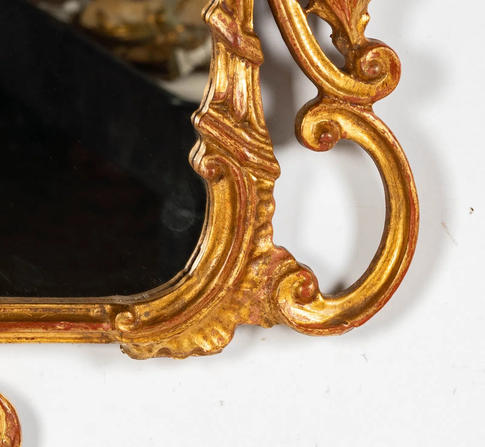 AF7-015: Antique Italian Rococo Style Carved Giltwood Mirror Early 20th Century