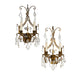 Vintage Italian Gilt Metal and Crystal Twin Light Wall Sconces Mid 20th Century | Work of Man