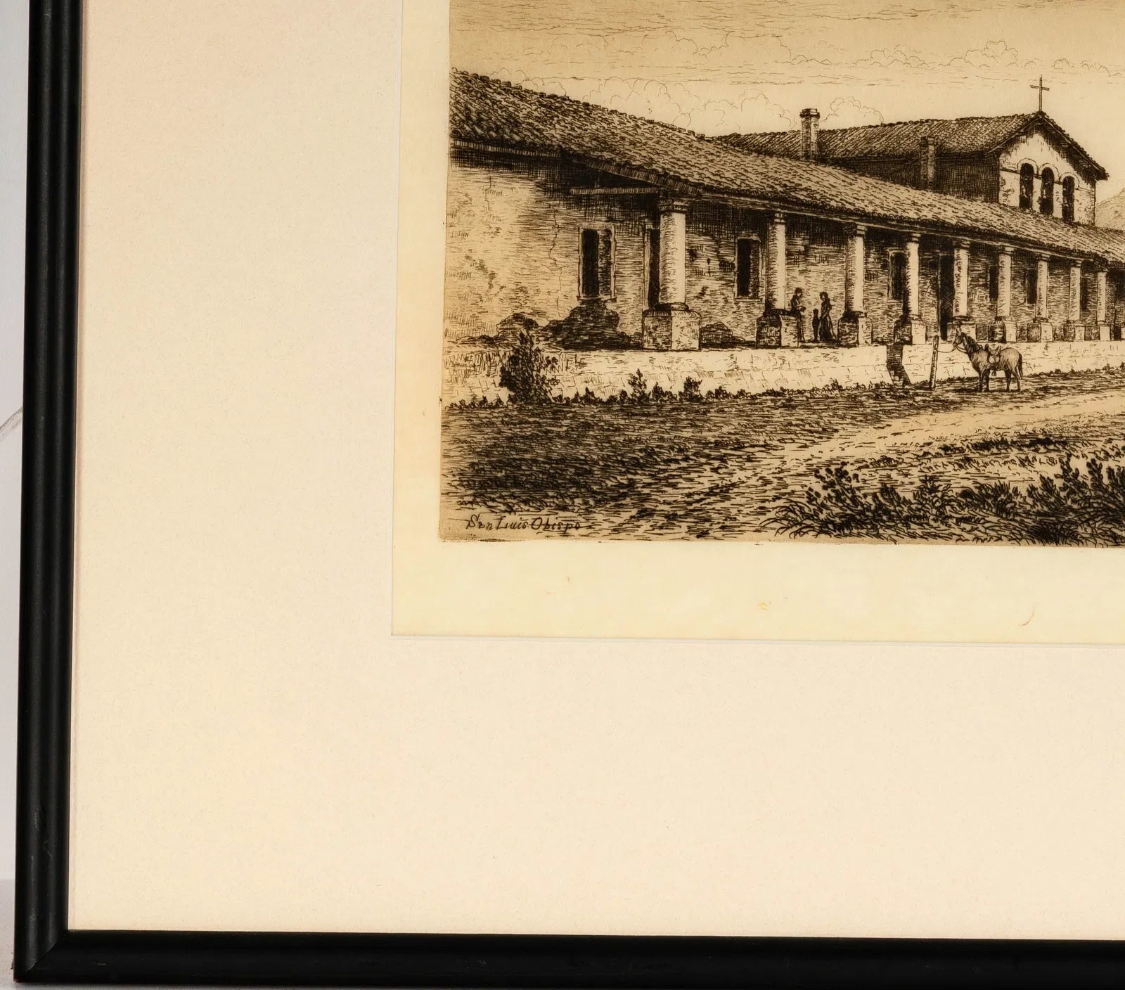 AW7-050: Henry Chapman Ford San Luis Obispo Signed Antique Etching Dated 1883