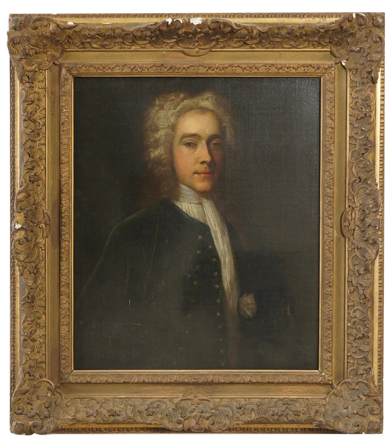 AW946: Antique French Portrait of a Fine Gentleman Oil on Canvas Painting Late 18th Century