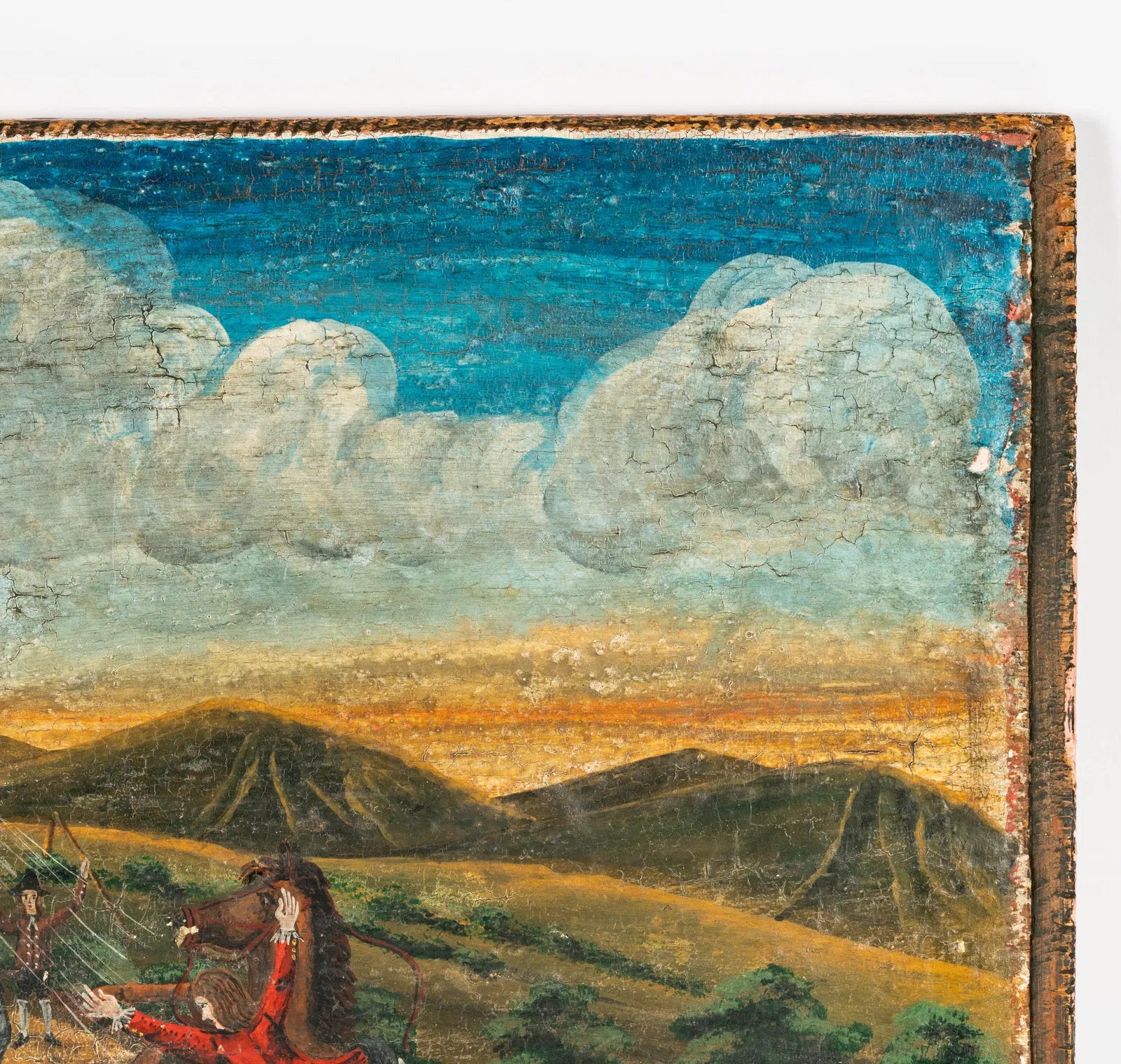 AW945: Spanish Colonial Religious Offering Oil on Wood Panel Ex Voto Painting Late 18th Century