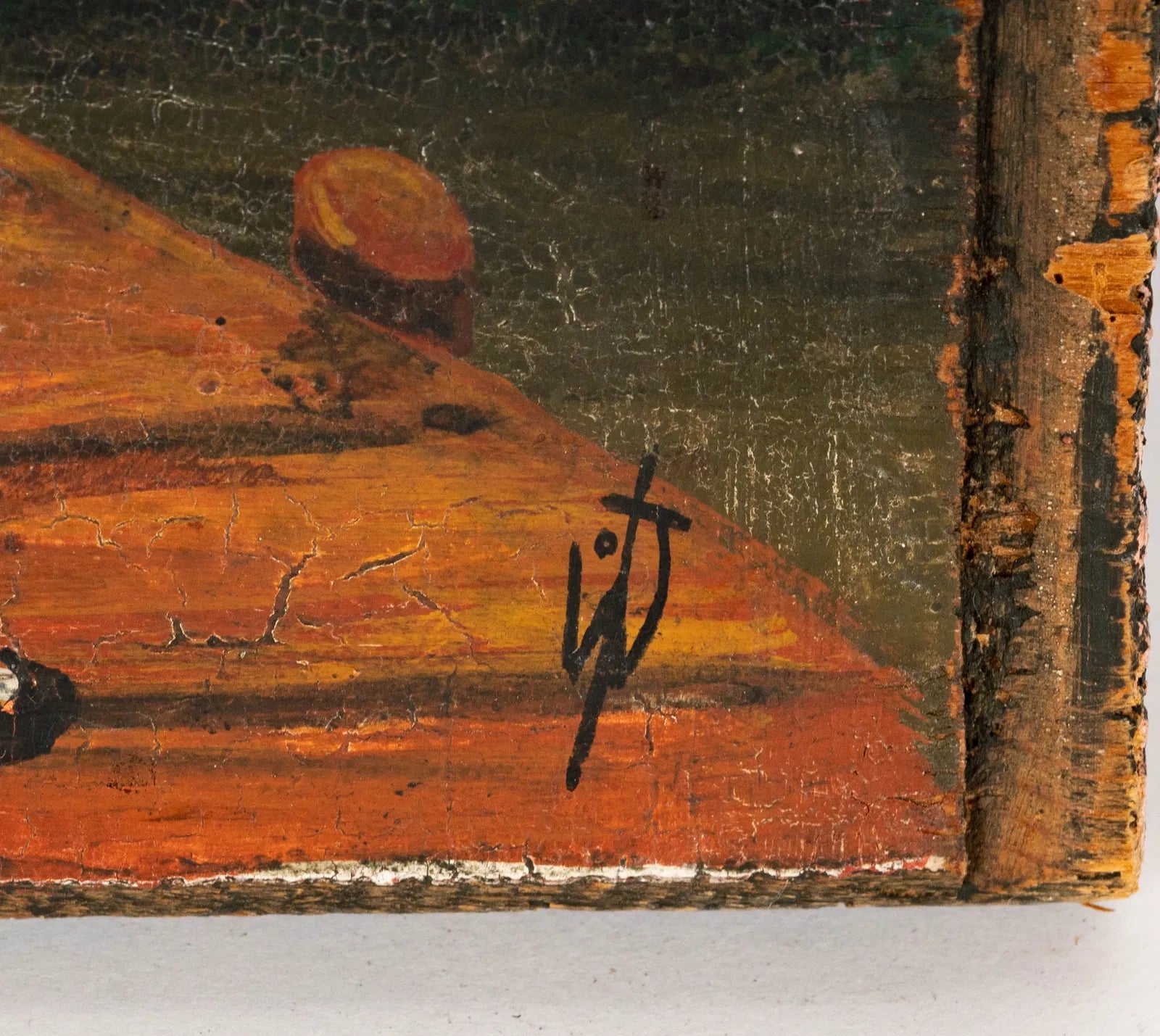 AW945: Spanish Colonial Religious Offering Oil on Wood Panel Ex Voto Painting Late 18th Century