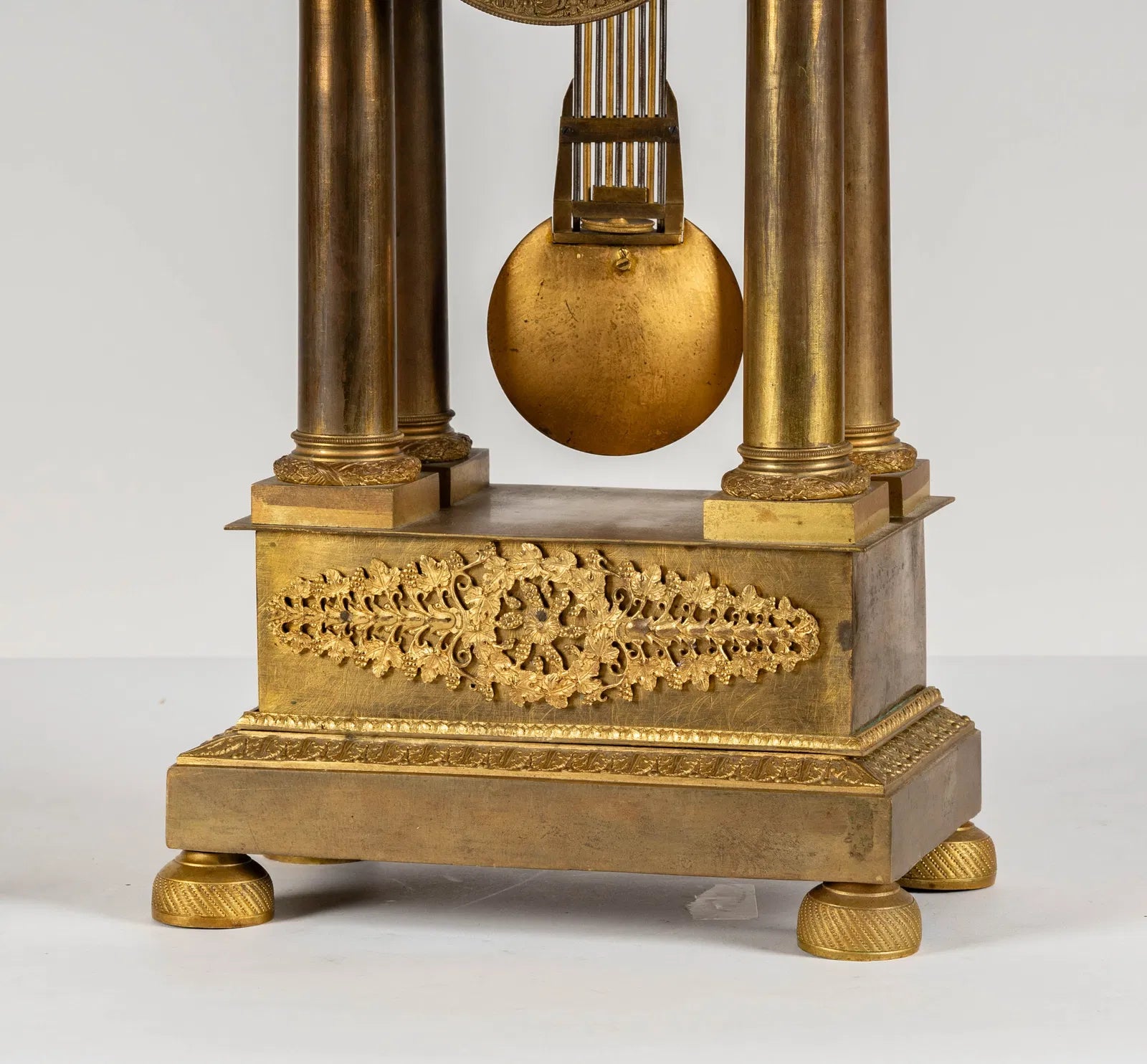 TK2-015: French Charles X Fire (Mercury) Gilt Bronze Portico Clock Circa 1820