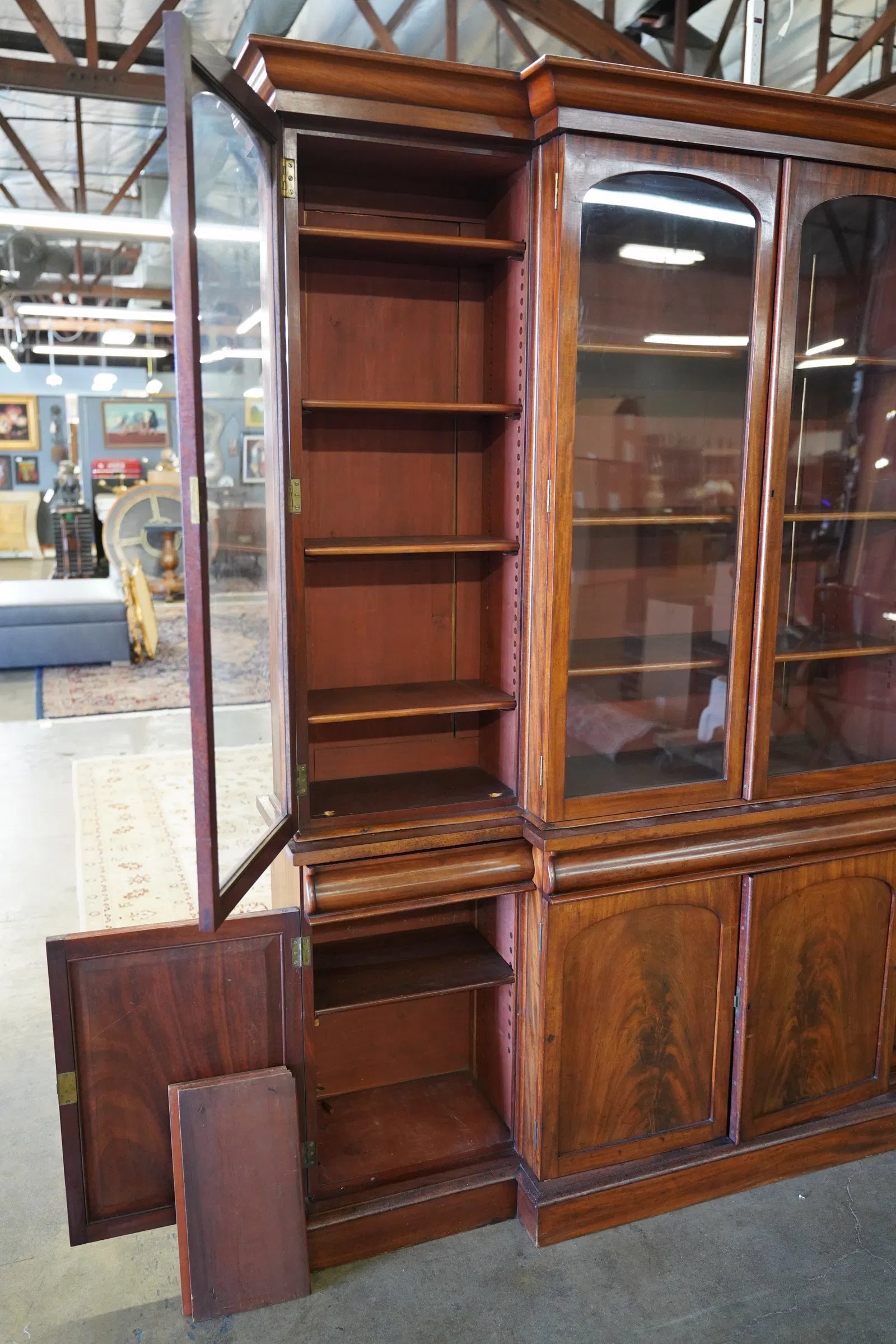 AF3-035: Antique American Victorian Mahogany Breakfront Bookcase Circa 1870's