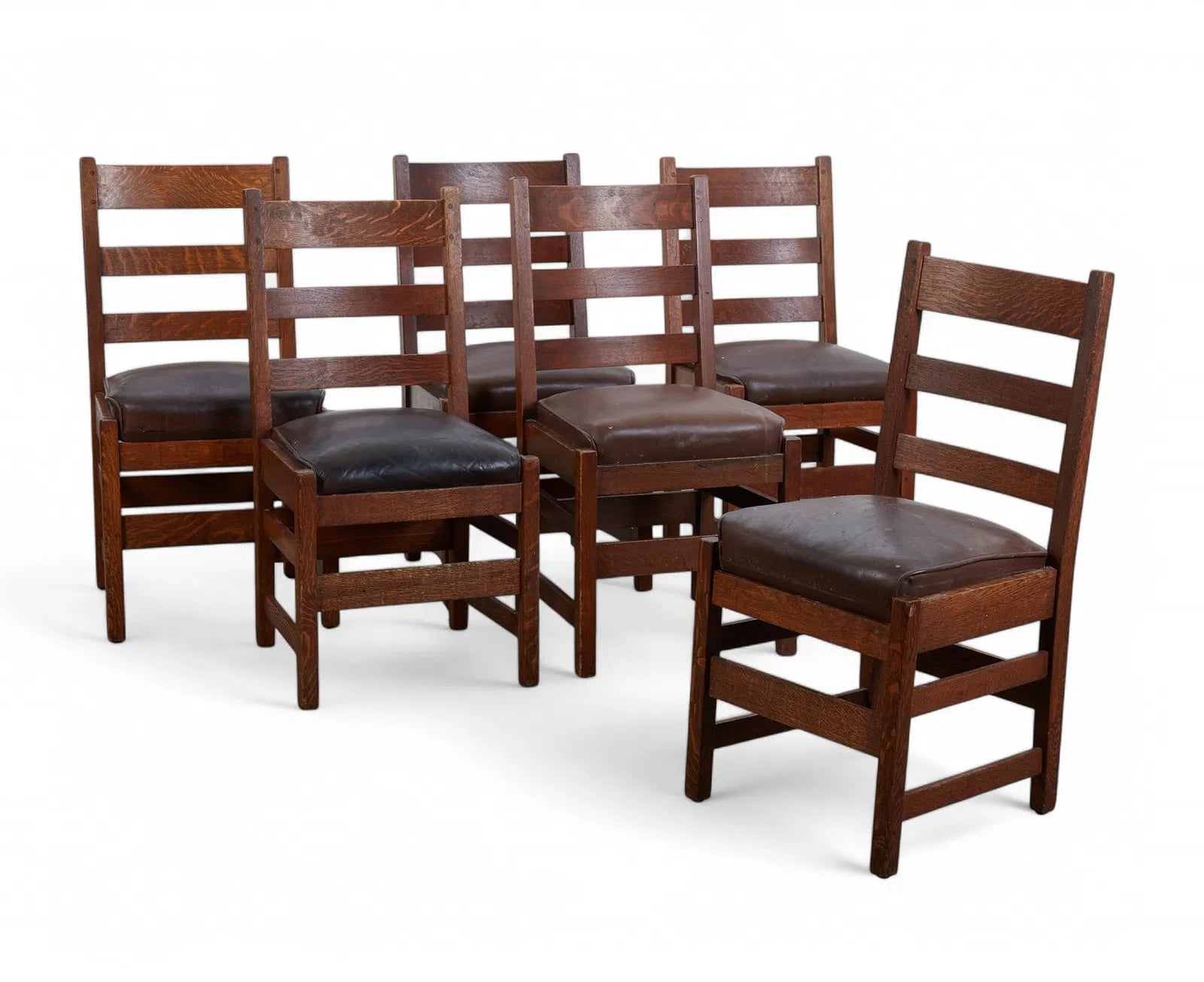 Antique L&JG Stickley Oak Dining Chairs Circa 1908 - 1912 | Work of Man