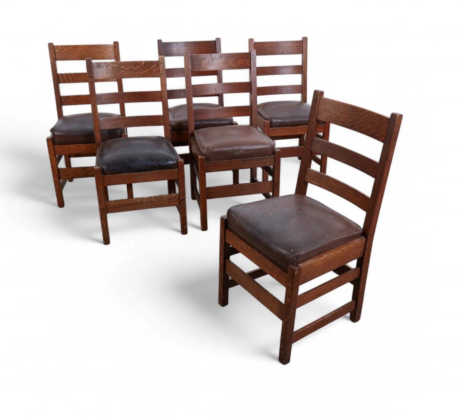 AF2-064: Antique L&JG Stickley Oak Dining Chairs Circa 1908 - 1912