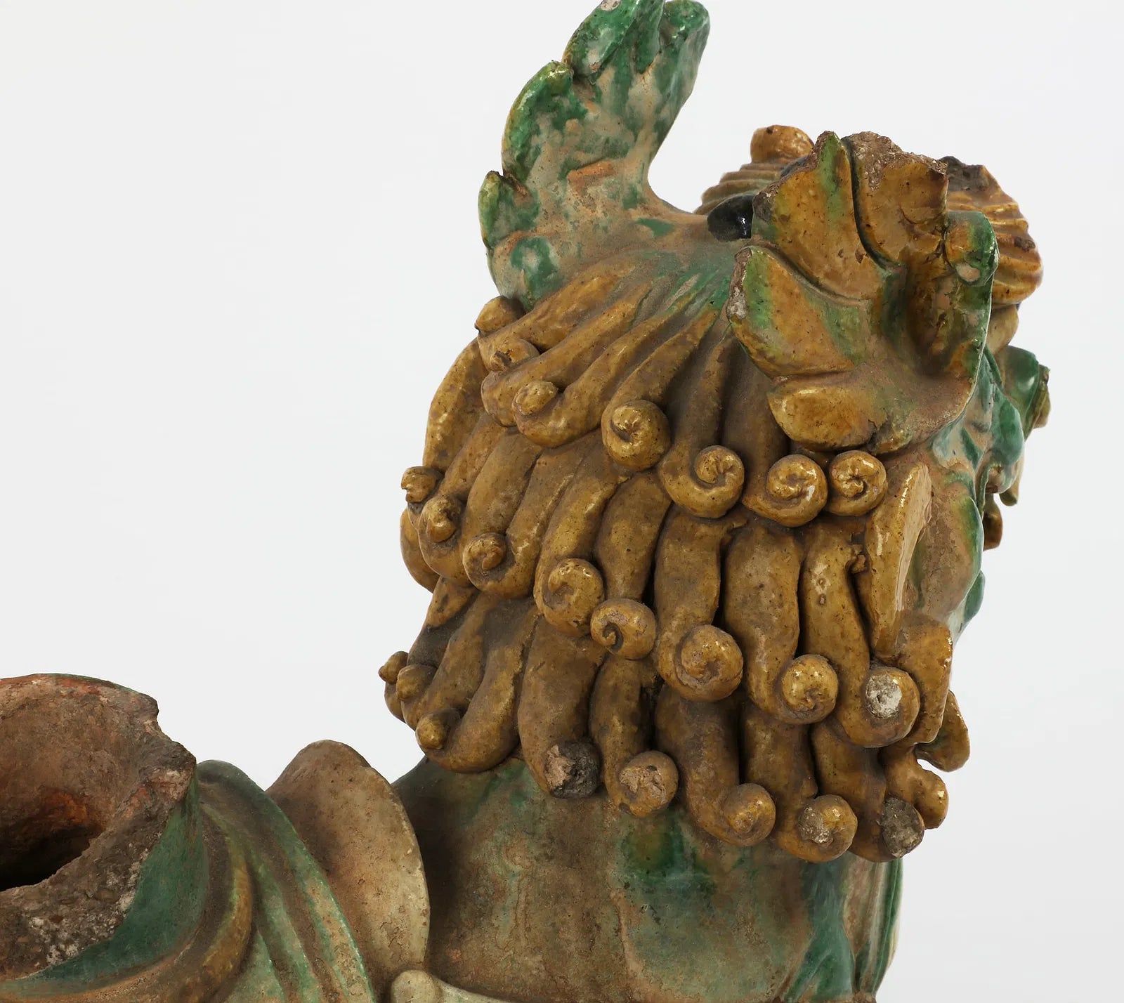 DA5-026: Antique Chinese Sancai Glazed Guardian Lion Roof Tile Late Ming Dynasty