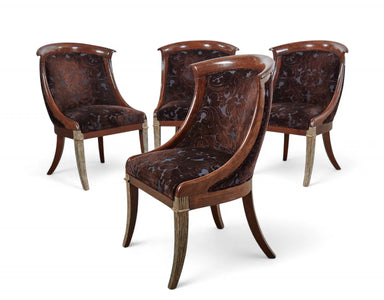Vintage Set of Four French Directoire Style Upholstered Dining Chairs | Work of Man