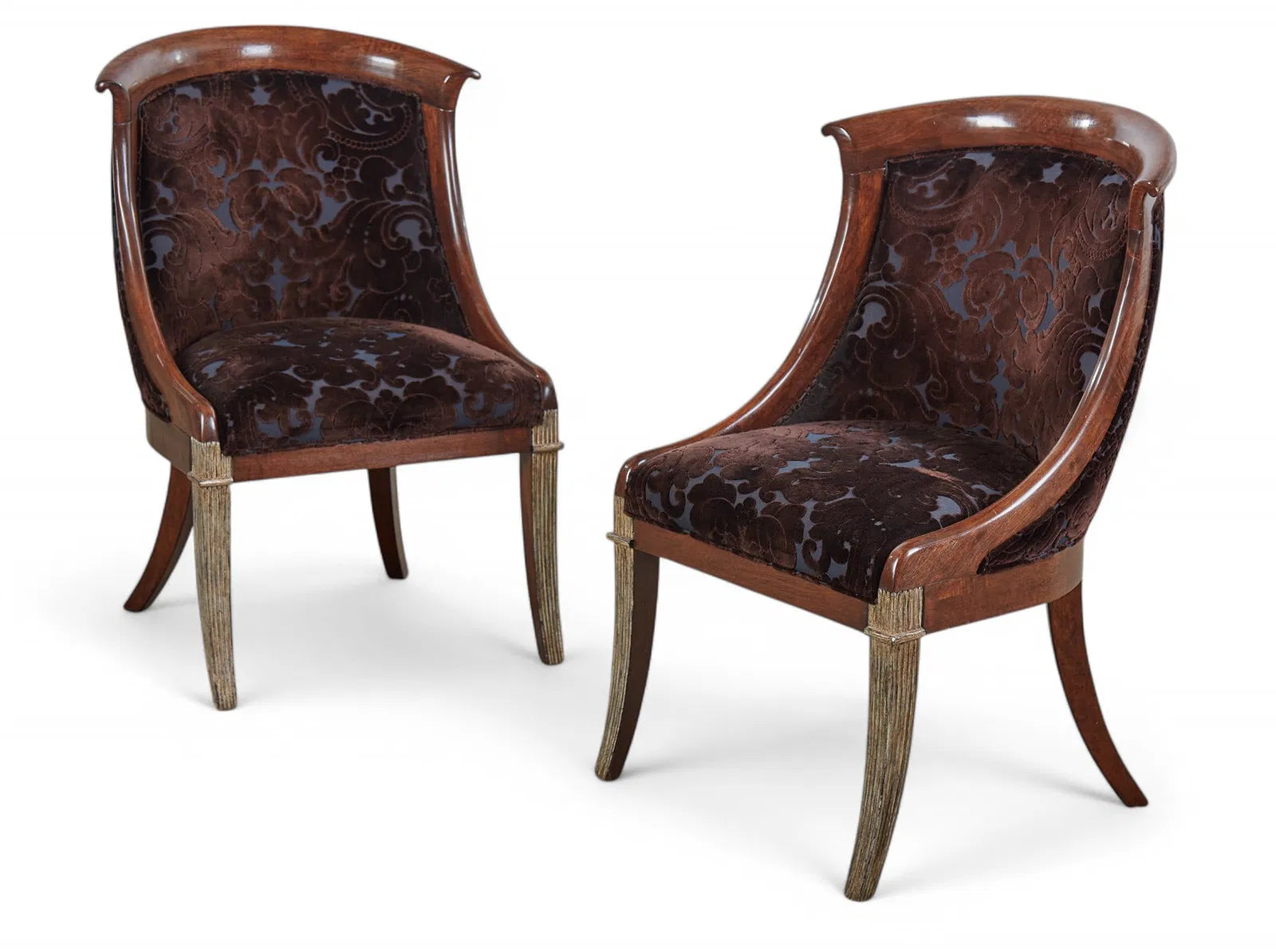 AF2-068: Vintage Set of Four French Directoire Style Upholstered Dining Chairs