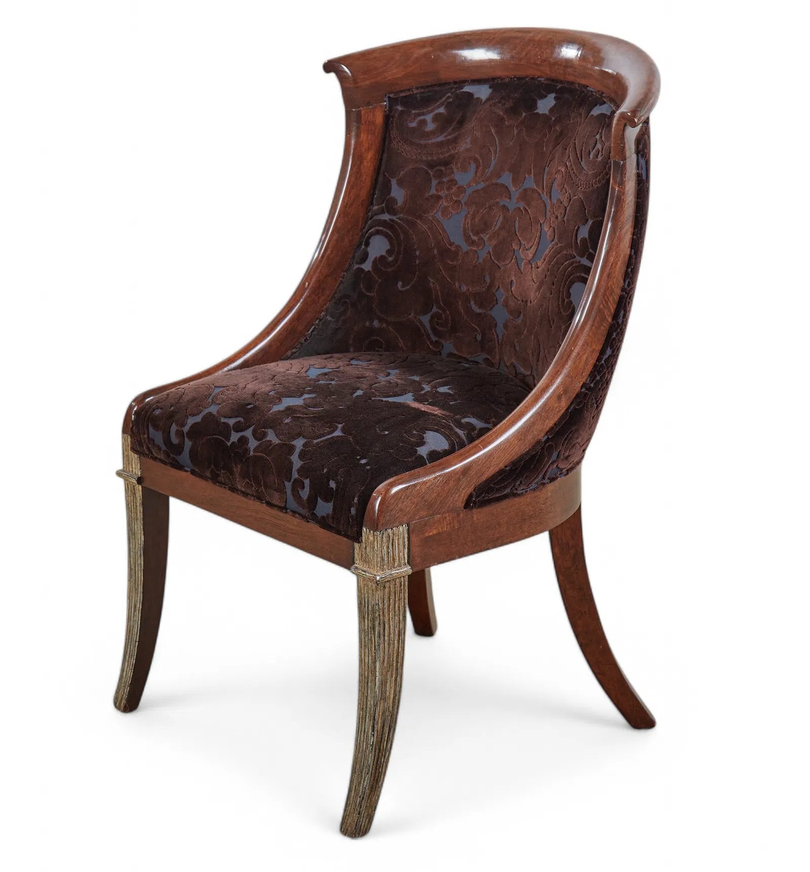 AF2-068: Vintage Set of Four French Directoire Style Upholstered Dining Chairs