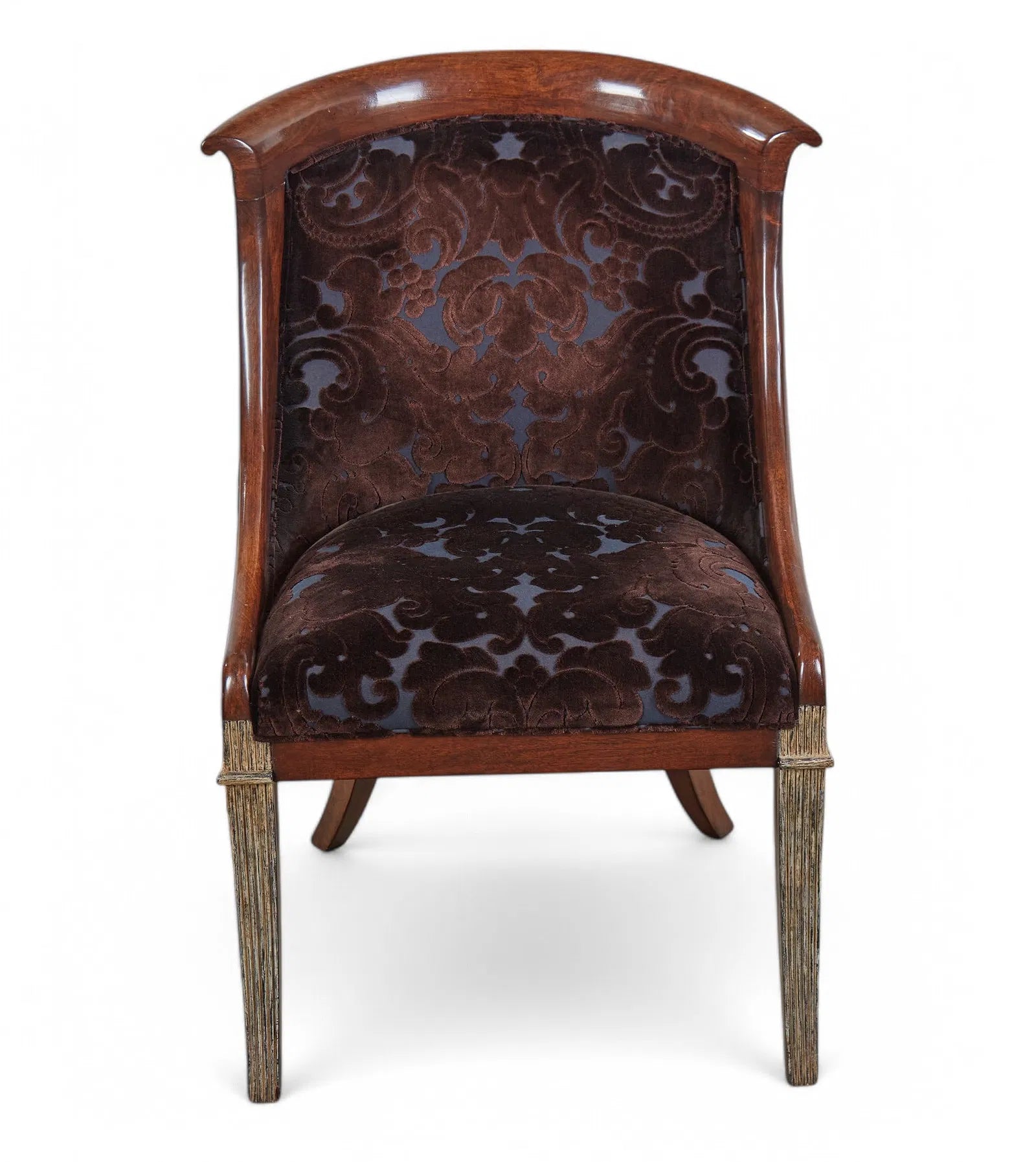 AF2-068: Vintage Set of Four French Directoire Style Upholstered Dining Chairs