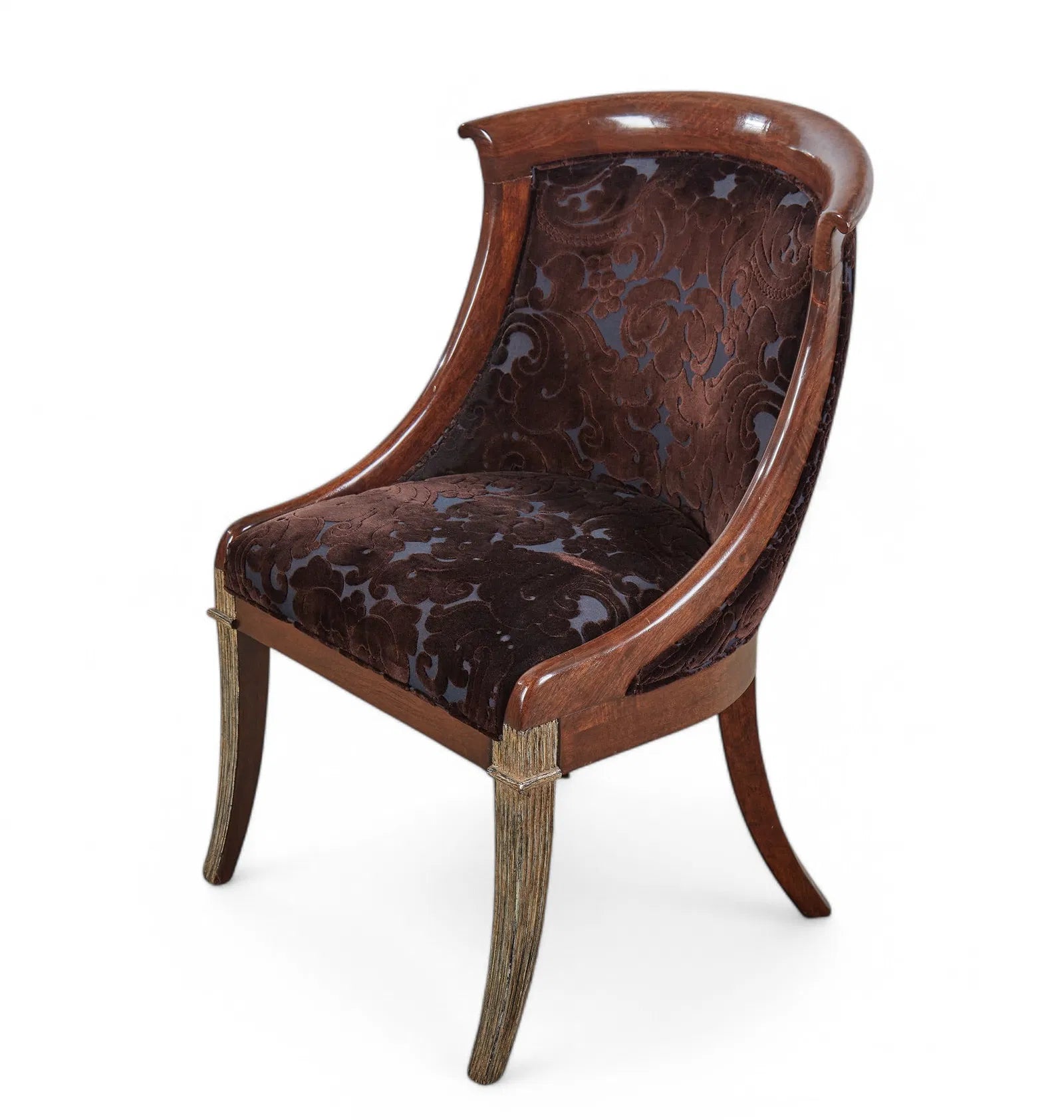 AF2-068: Vintage Set of Four French Directoire Style Upholstered Dining Chairs