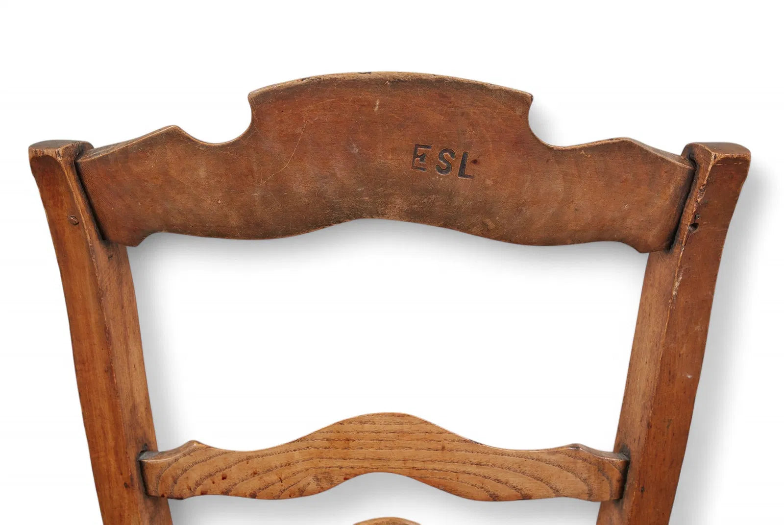 AF2-069: Antique French Provincial Set of Six Fruitwood Chairs With Rush Seats Mid 19th Century