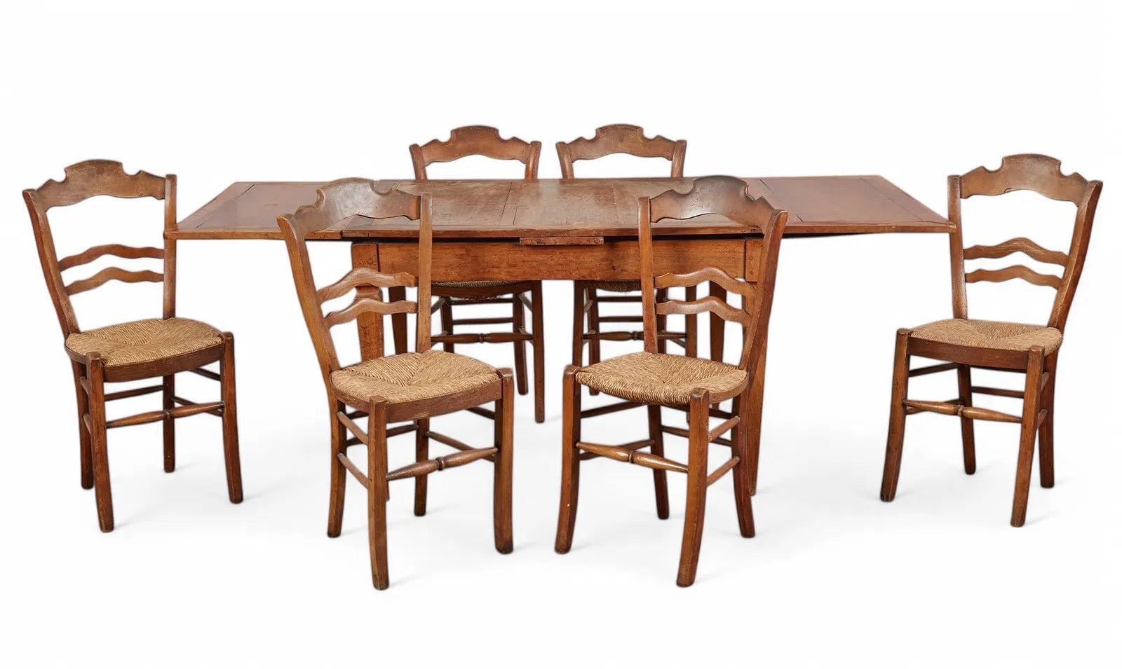 Antique French Provincial Set of Eight Fruitwood Chairs Mid 19th Century | Work of Man