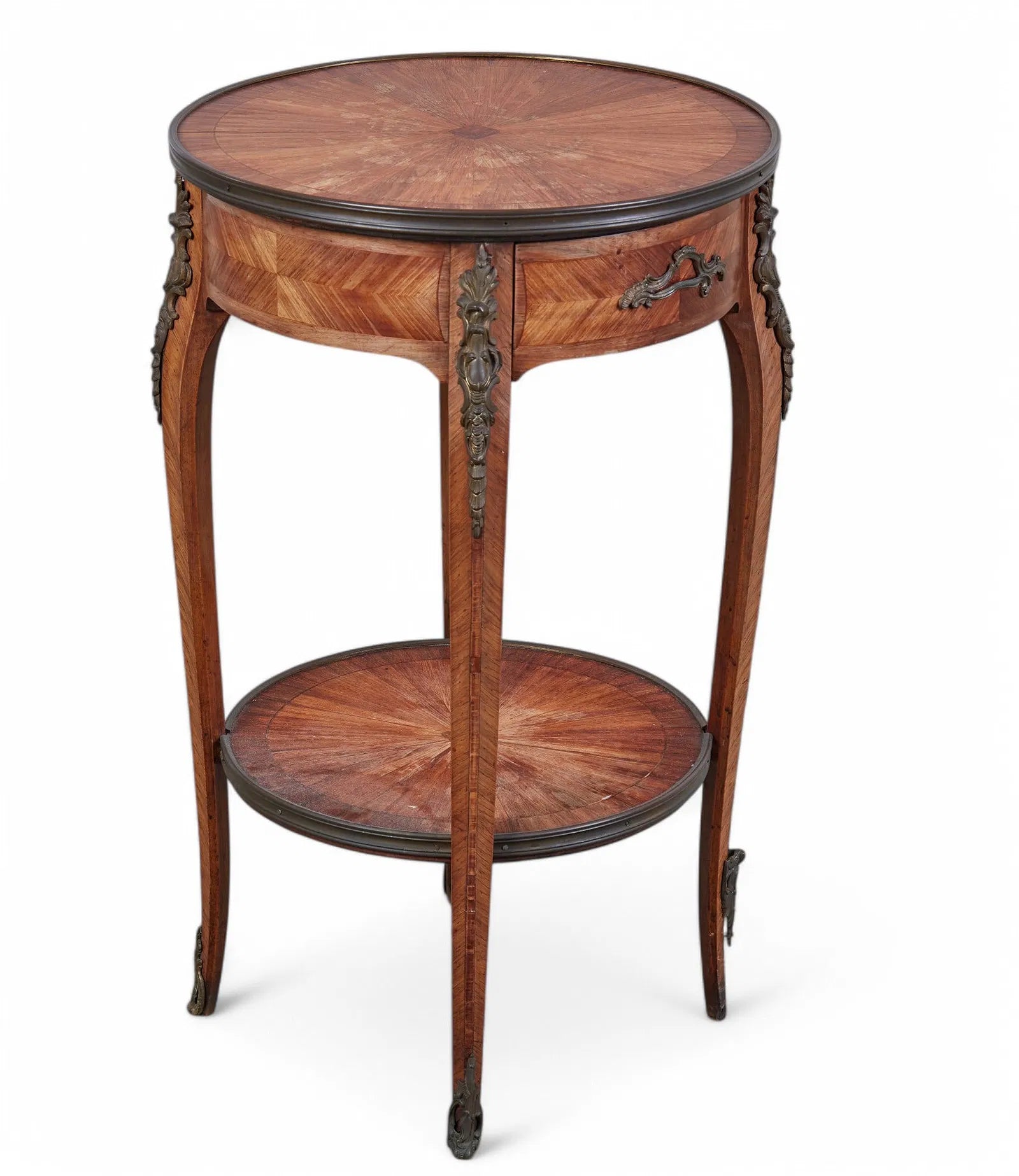 Antique Louis XV/XVI Transitional Tulip Wood Marquetry Salon Table Late 19th Century | Work of Man