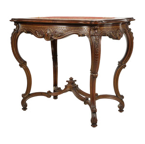 AF1-170: Antique Victorian Louis XV Style Mahogany Center Table Late 19th Century
