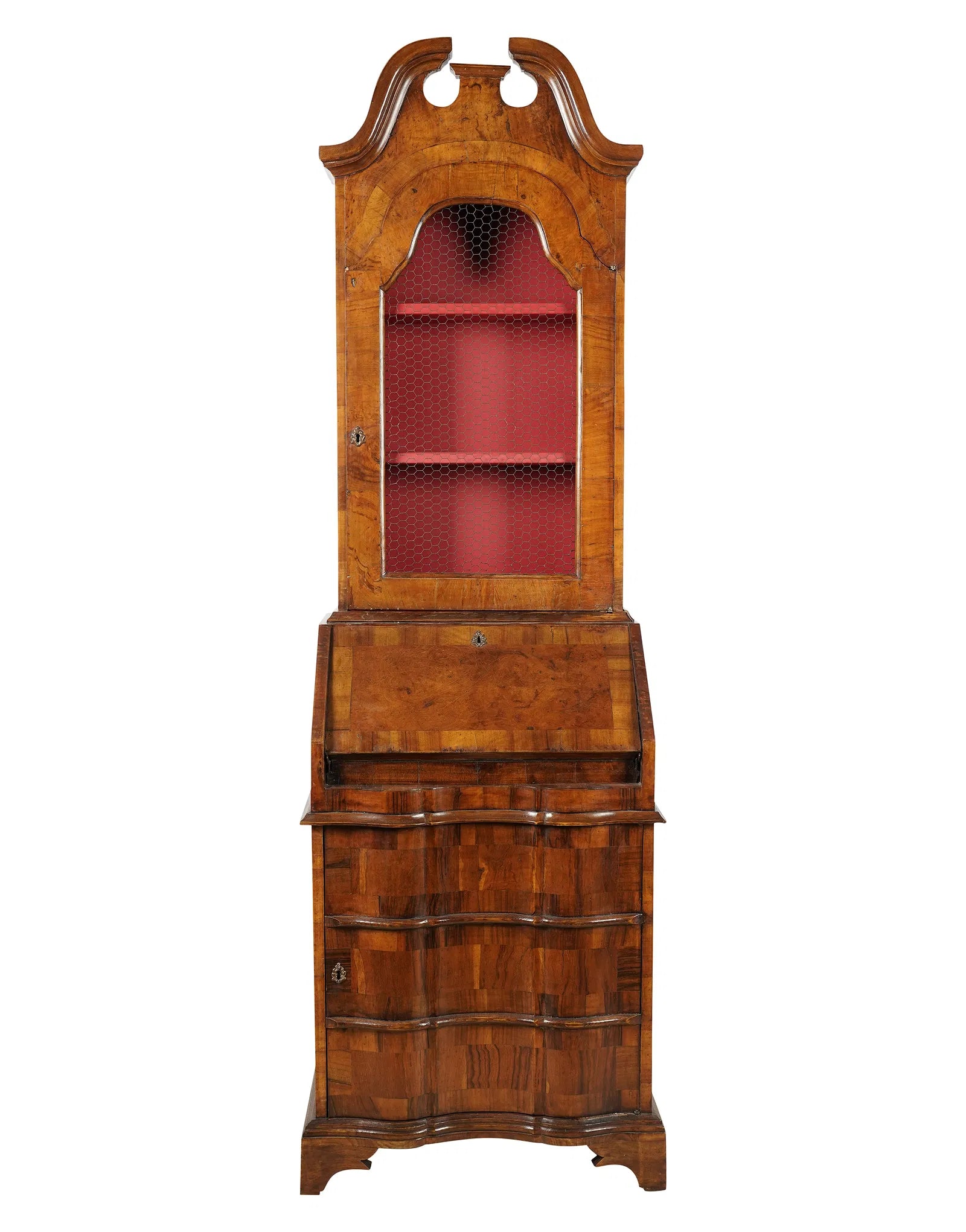 Antique Italian Marquetry Slant Front Secretary Bookcase | Work of Man