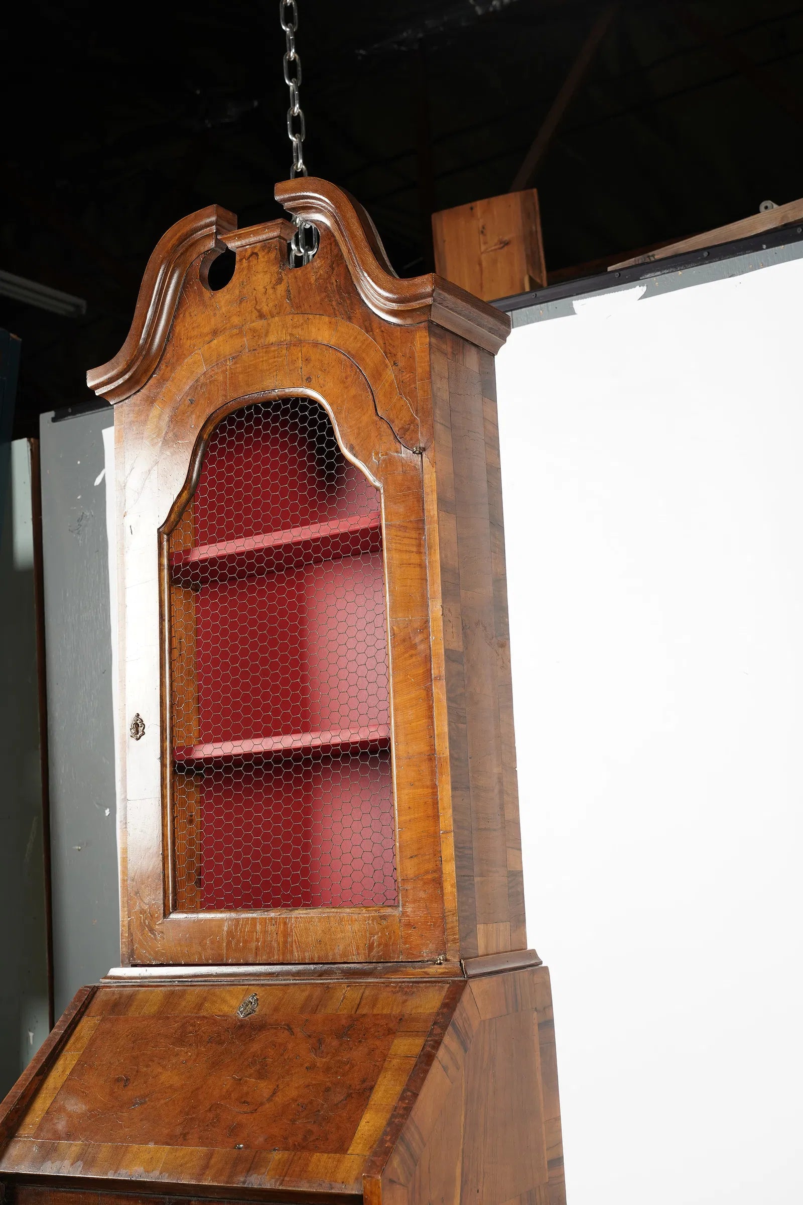 Antique Italian Marquetry Slant Front Secretary Bookcase | Work of Man
