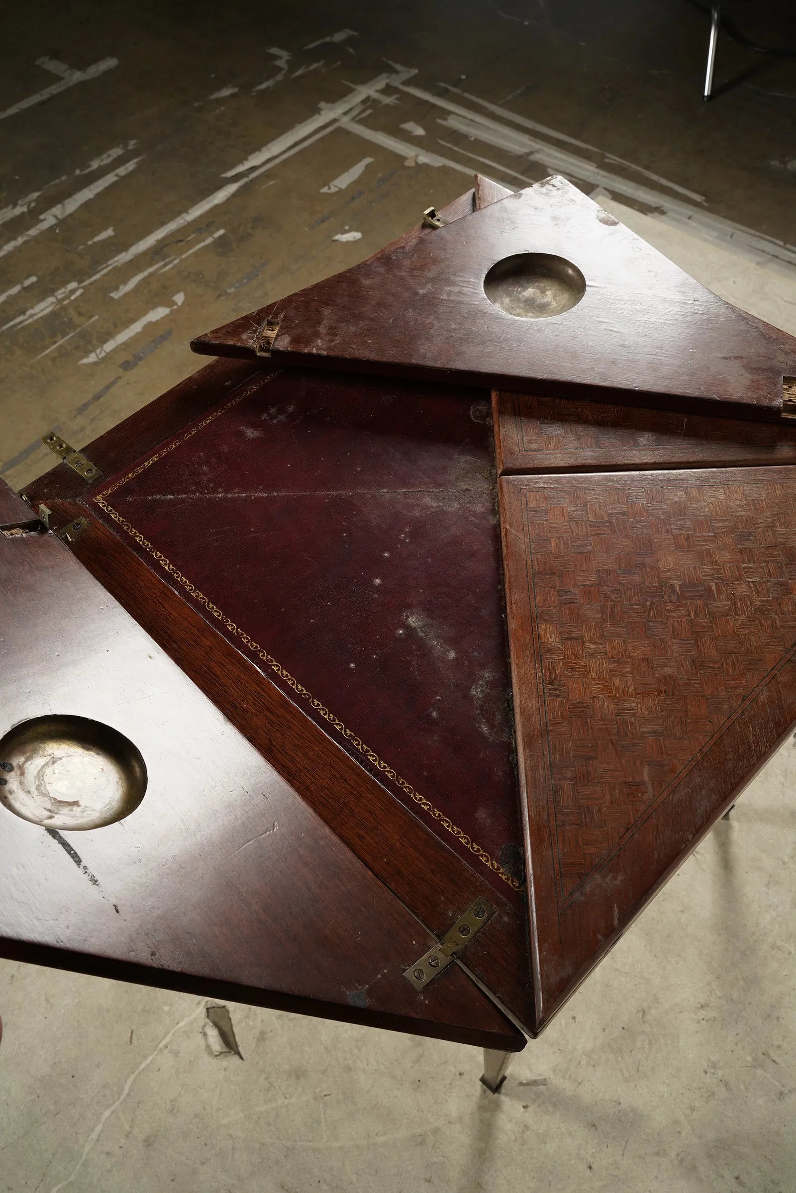AF1-172: Antique French Directoire Parquetry Handkerchief Game Table Late 19th Century