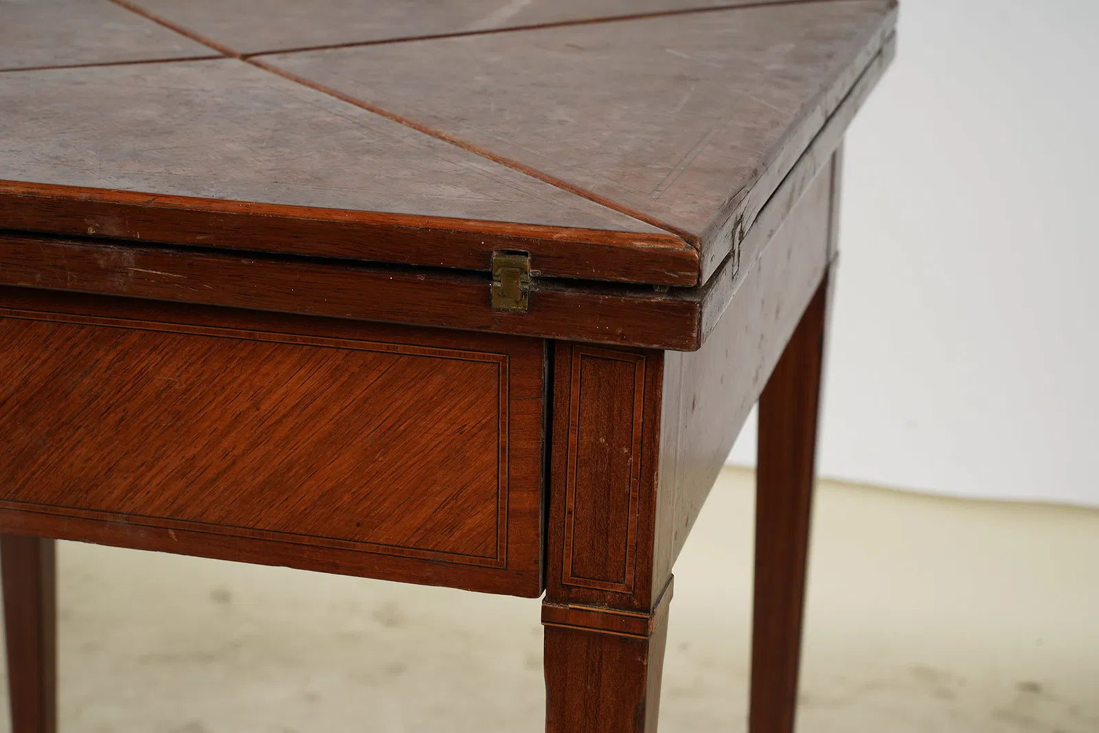AF1-172: Antique French Directoire Parquetry Handkerchief Game Table Late 19th Century