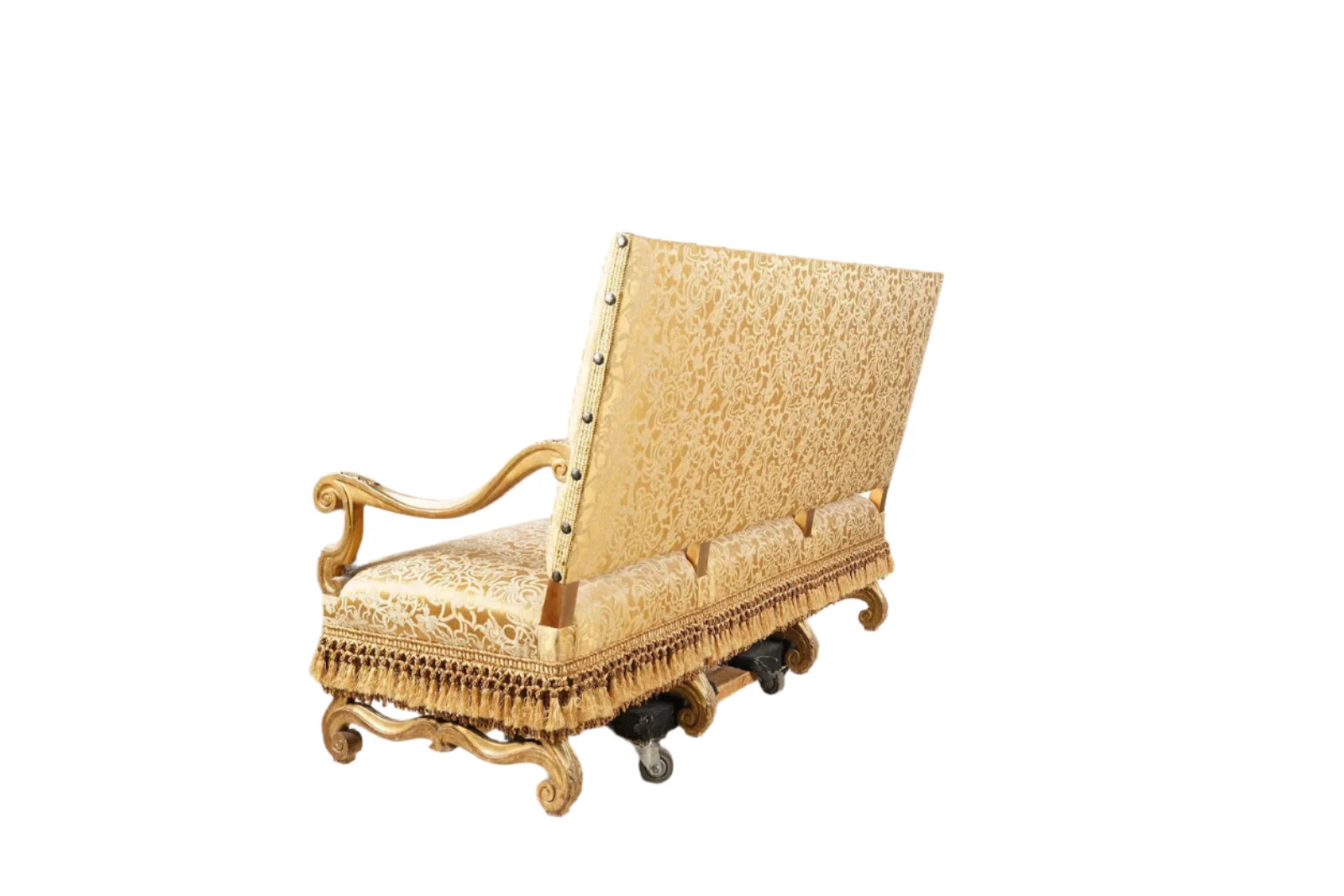 Antique Italian Baroque Giltwood Canape With Fortuny Fabric Late 19th Century | Work of Man