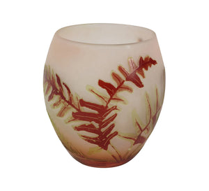 DA4-021: Antique Emile Galle French Cameo Glass Red Fern Vase Circa 1900