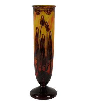 DA4-022: Charles Schneider Le Verre Francais Campanules Cameo Glass Vase