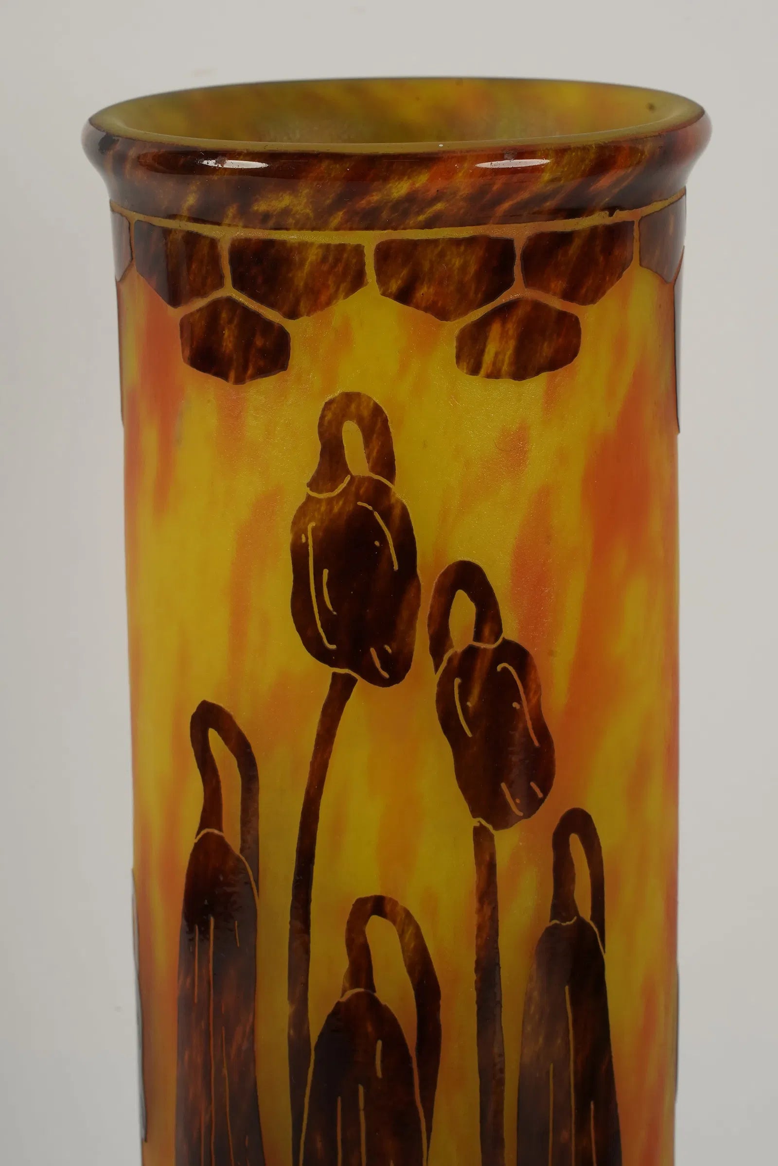 DA4-022: Charles Schneider Le Verre Francais Campanules Cameo Glass Vase