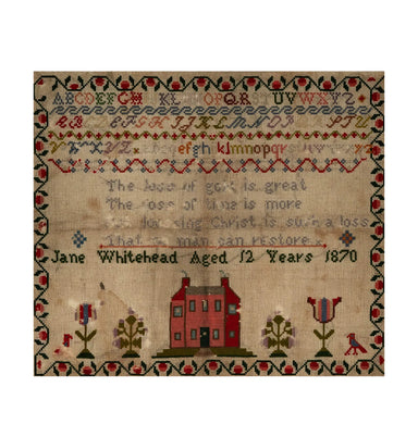 Antique Australian Needlepoint Sampler Jane Whitehead 1870 | Work of Man