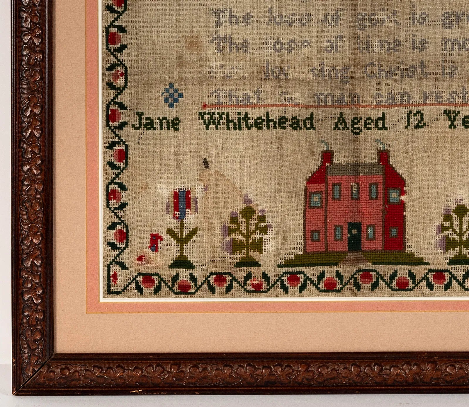 TX2-004: Antique Australian Needlepoint Sampler Jane Whitehead 1870