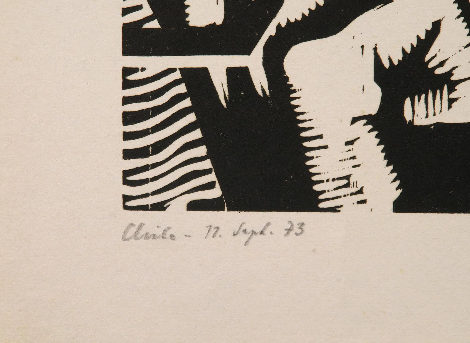 AW10-015: Linocut Chilean Revolution Commemorating September 11, 1973