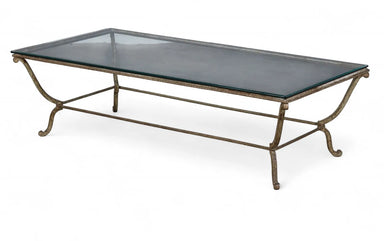Contemporary Hand Forged Wrought Iron Coffee Table With Glass Top | Work of Man