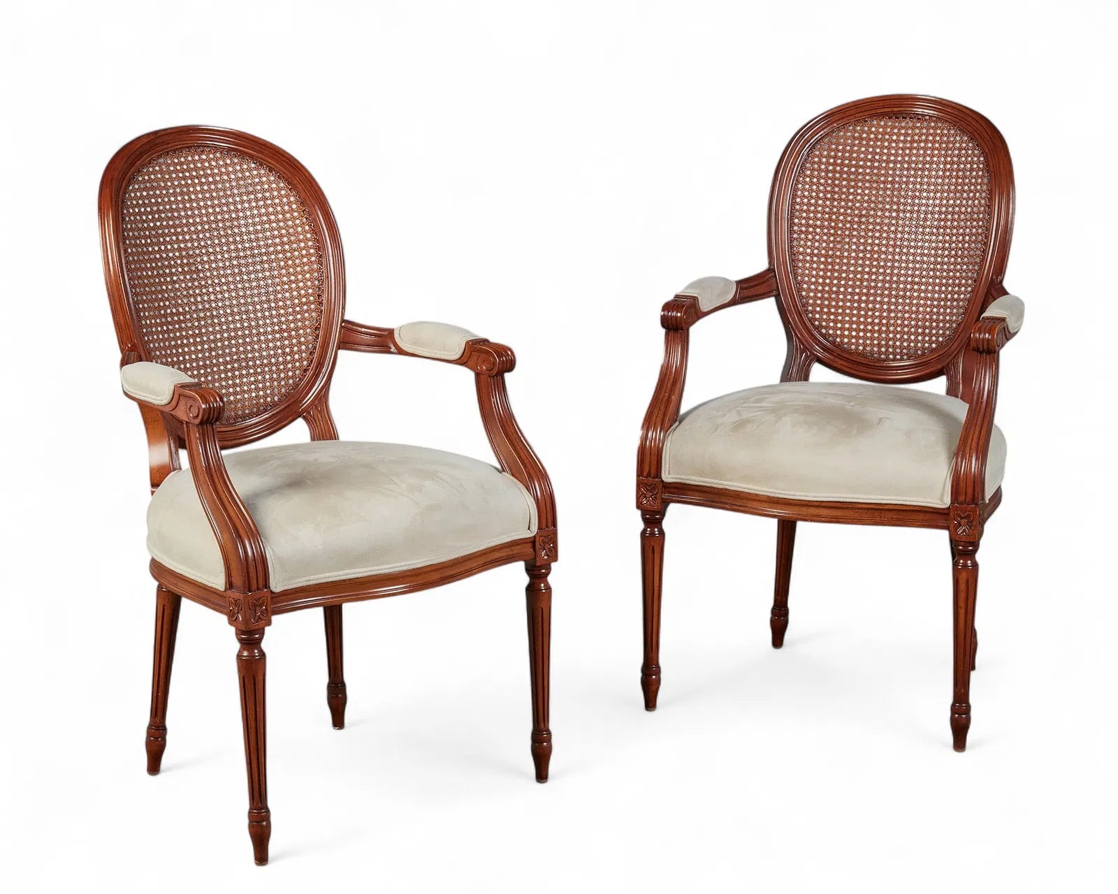 AF2-084: Modern Louis XVI Style Cane Back Fauteuils Set of Four